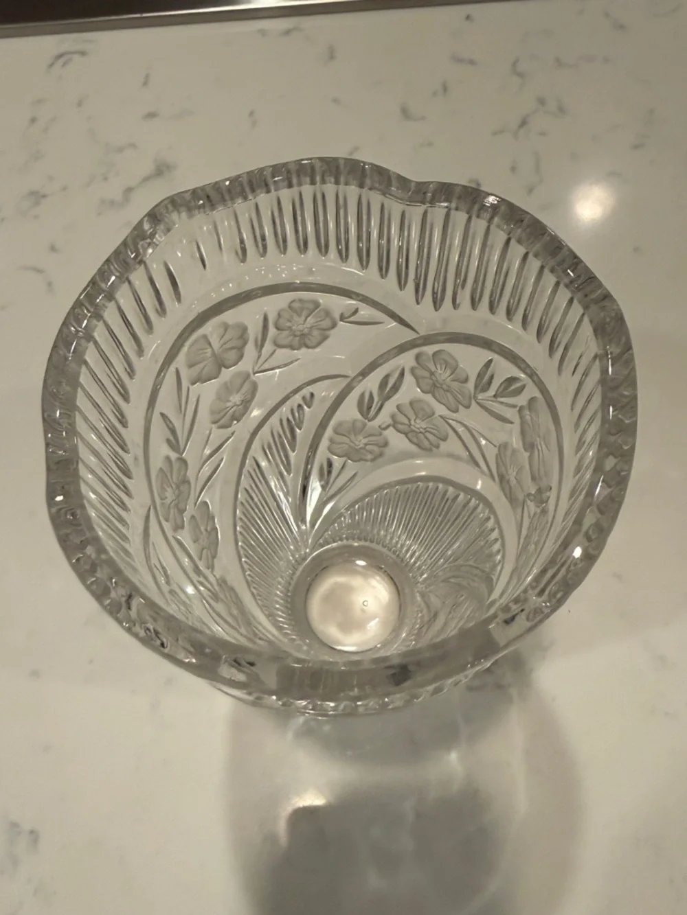 Crystal Clear Vase With Elaborate Etched Detailing Vintage